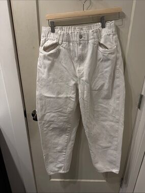 H&M White Elastic-Waist Jeans